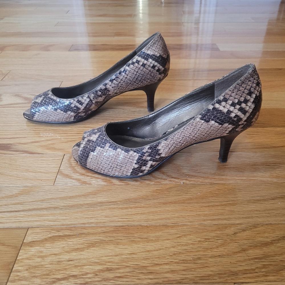 Bandolino Snake Print Peep Toe Heels